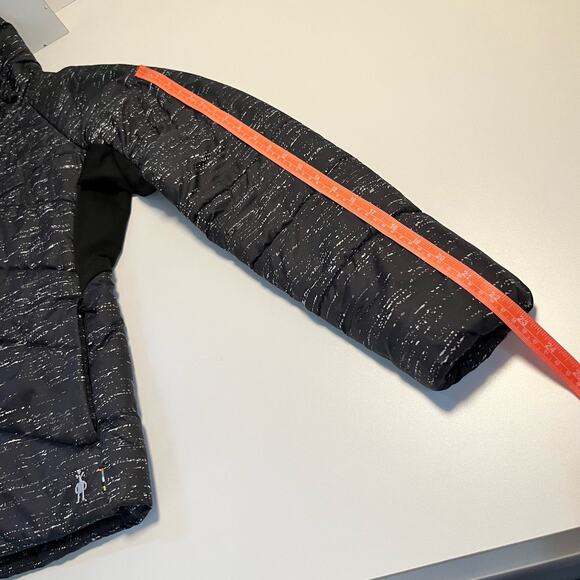 Smartwool Jacket Size Women Medium Down Puffer Hood Full Zip Black White - Picture 15 of 16